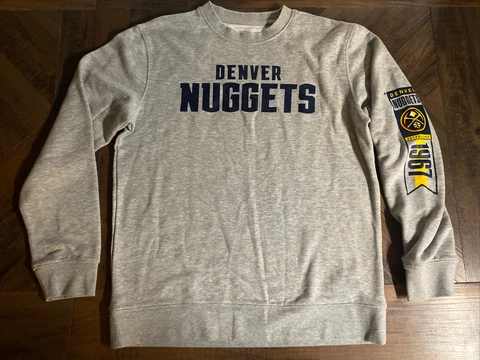 NEW Denver Nuggets Gray Sweatshirt Mens LARGE Crewneck Sweater NBA Basketball Cover