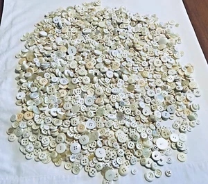 3 Lbs~BUTTONS~WHITE/SHADES 0f WHITES~VINTAGE~Button Art~Quilting~Sewing~Jewelry - Picture 1 of 3