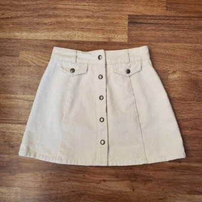 Minifalda vaquera BDG para mujer talla XS marfil línea A Foto 1 de 4