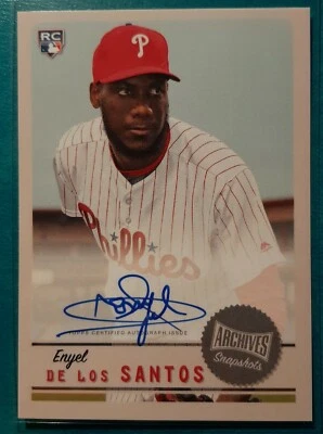 2019 TOPPS ARCHIVES SNAPSHOTS ENYEL DE LOS SANTOS AUTOGRAPH ROOKIE PHILLIES RC - Image 1 of 3