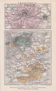 Frankfurt City County Landgraviate Hessen-Homburg Map from 1884 - Picture 1 of 1