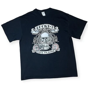 Lucky 7 Live To Ride Men’s Black T-shirt Size XL - Bild 1 von 6