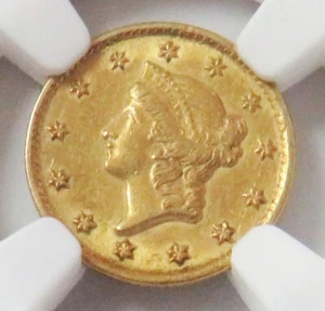 1851 C CHARLOTTE USA GOLD $1 DOLLAR COIN NGC AU 58 - Picture 1 of 4