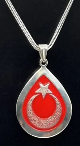 Colgante AY YILDIZ plata 925 con cadena de 54 cm Bayrak OSMANLI turquesa Türkiye Göktürk - Imagen 1 de 6