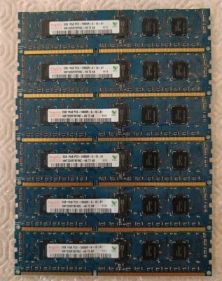 Hynix HMT325R7BFR8C-H9 2GB DDR3-1333 RDIMM PC3-10600R ECC x6 (12GB Total) - Immagine 1 di 2