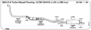 MARMITTA CENTRALE PER BMW Serie 3 E-30 324 2.4 TD/Touring 2443 cc 115 cv 85 kw 1 - Imagen 1 de 1