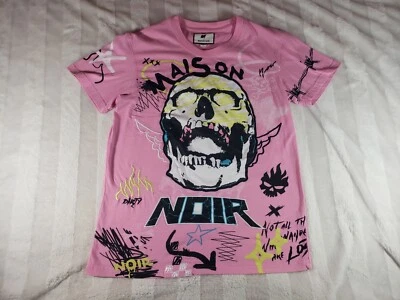 Maison Noir Screaming Skull Graffiti Graphic Shirt Mens Small Pink T-shirt S - Image 1 of 4