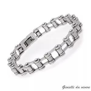ACCIAIO CATENA BRACCIALE MOTO BICI INOX BRACCIALETTO REGALO UOMO DONNA cp - Foto 1 di 8