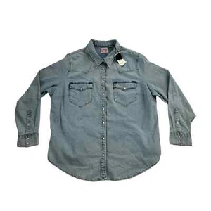 NUEVA Camisa Vaquera Levis Denim Cambray Perla Snap Western XXL Azul Claro Nueva con Etiquetas - Imagen 1 de 9