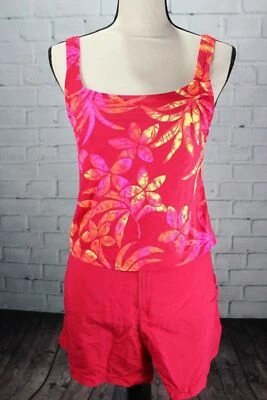 Traje de baño vintage años 90 Catalina Tankini cubierta cremallera corto S/M/L hawaiano Foto 1 de 4