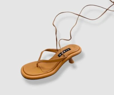 $465 Simon Miller Women's Brown Ankle-Wrap Thong Sandals Shoes Size US 7/EU 37 - Image 1 of 4