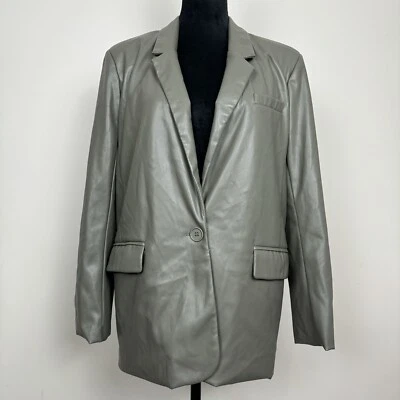 Chaqueta de cuero sintético BB Dakota gris para mujer talla pequeña cierre de botones bolsillo forrado Foto 1 de 4