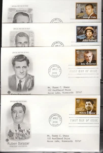 Juego de 4 FDC 2008 - Scott # 4248-51 - Periodistas - PCS Cachet Añadir - Imagen 1 de 1