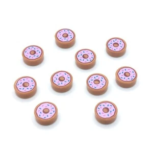 NEW LEGO® Parts 10x Iced Donut & Sprinkles 1x1 Minifigure Food Tiles 98138pb182 - Picture 1 of 1