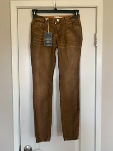 Jeans Stitch's Distressed Peyton Pierna Recta Pana Marrón Talla 25 Nuevos con Etiquetas - Imagen 1 de 4