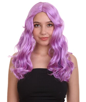 Mujeres Sexy Peluca Larga Ondulada Lista para Fiesta Elegante Juegos con disfraces Púrpura Claro HW-722 Foto 1 de 4