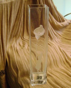 Jarrón MIKASA 3-D FLOR ESMERILADA CUADRADO CRISTAL GLORIA DÍAS 12" ALTO BROTE - Imagen 1 de 8