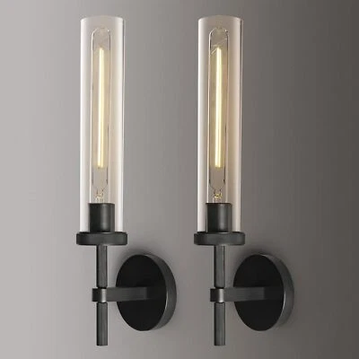 Modern Black Wall Sconces Bathroom Vanity Light 20-inch, Black- 2 Pack  - Image 1 of 4