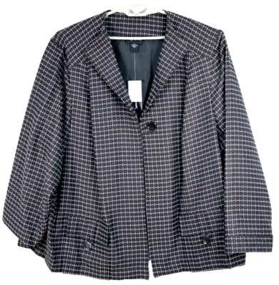 NWT MAGGIE BARNES Women's Polyester Jacket Long Sleeve Plaid Size 4X 30W 32W - Image 1 of 4