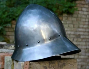 16 gauge Medieval Kettle Hat preowned leather armor knight helmet battle ready - Picture 1 of 3