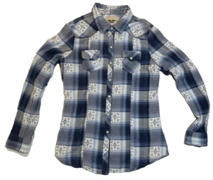 Harley Davidson Button Up Women’s Size M Pearl Snap Embroidered Long Sleeve Plan - Picture 1 of 7