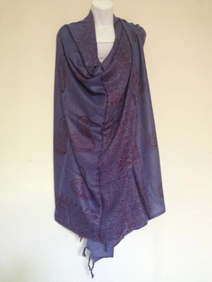 NWT Hippie Om Yoga Cotton Shawl Meditation Prayer Navy Blue Scarf Handmade Nepal - Image 1 of 3