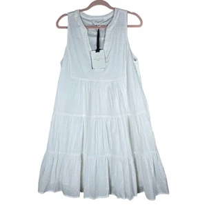 Pomander Place Sleeveless Kenzo Dress Medium White Swiss Dot Cotton Tuckernuck - Picture 1 of 10