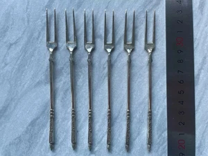 Silver pickle canape forks set of six solid silver Antique Set - Picture 1 of 2