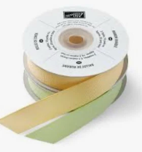 Stampin' Up So Saffron & Certainly Celery 5/8" Grosgrain Ribbon 20y Yellow Green - Picture 1 of 2