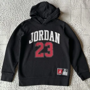 Jordan Black White Red Logo Varsity Hoodie Size Youth Small 6/7 - Picture 1 of 6