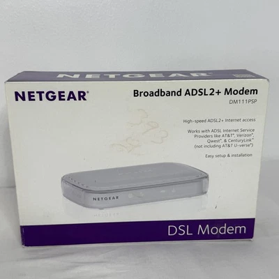 NETGEAR DM111PSPv2 Broadband ADSL2+ DSL Modem with Filter Splitter Stand Cables - Image 1 of 4