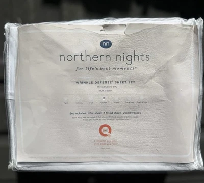 Juego de sábanas Northern Nights Wrinkle Defense - Queen - Blanco - NUEVO Foto 1 de 2