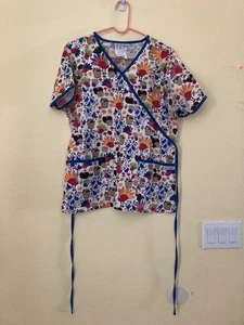 Scrub Top Happy Thanksgiving Women's Medium by UA Scrubs EUC - Picture 1 of 3