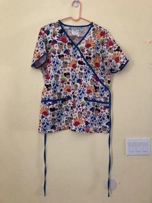 Scrub Top Happy Thanksgiving Women's Medium by UA Scrubs EUC - Image 1 of 3