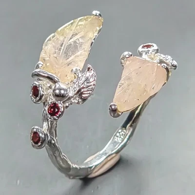 Unique Design Natural Tourmaline Ring 925 Sterling Silver Size 6.5 /R446091 - Image 1 of 4