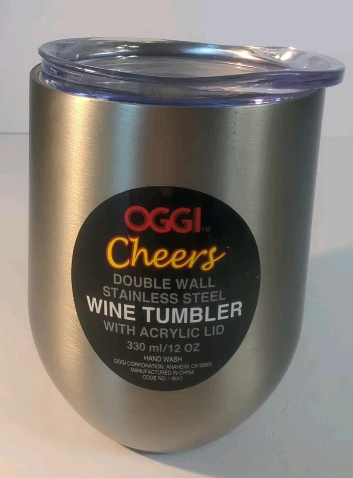 Copo de vinho OGGI "Cheers" parede dupla aço inoxidável com tampa ~ parte inferior antiderrapante  - Imagem 1 de 4