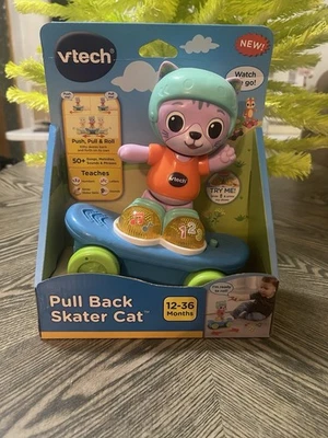 Juguete interactivo de aprendizaje para niños pequeños V Tech Pull Back patinador gato.  Nuevo Foto 1 de 4