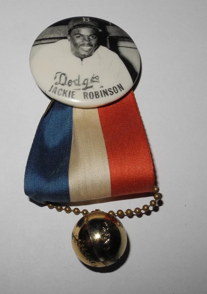 1947 Baseball Jackie Robinson Rookie Brooklyn Dodgers World Series Pin Ribbon - Image 1 of 2