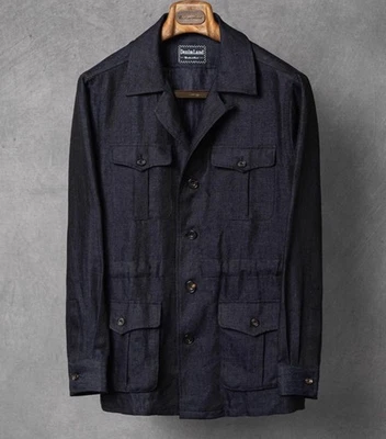 Chaqueta Safari CM Hombre Talla XS Lino Denim Azul Foto 1 de 4