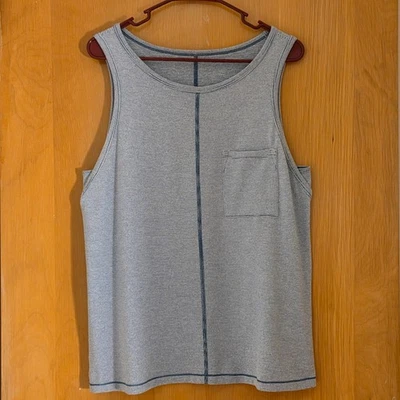 Lucy Dashing Sleeveless Striped Pocket Tank Top Teal Blue Size L Stretch Casual - Image 1 of 4