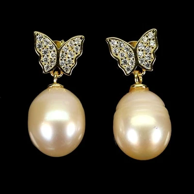 Pendientes de plata de ley 925 perlas colgantes 10x9 mm joyas de piedras preciosas naturales Foto 1 de 4