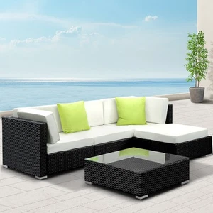 Gardeon 5-Piece Outdoor Sofa Set Wicker Couch Lounge Setting 4 Seater - Picture 1 of 8