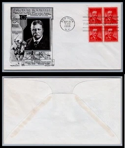 US FDC # 1039 6c Theodore Roosevelt Aristocrats block S.Cancel 1955, 9Q1398 - Picture 1 of 1