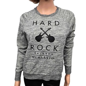 Hard Rock Cafe Orlando MCMLXXI Zipper Back Sweatshirt Sweater S Heather Gray - Picture 1 of 11