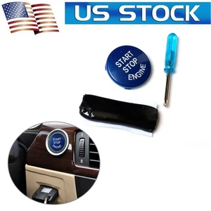 Blue Engine Start Push Button Replace Cover For BMW E90 E91 E60 E84 E83 E71 E72 - Picture 1 of 12