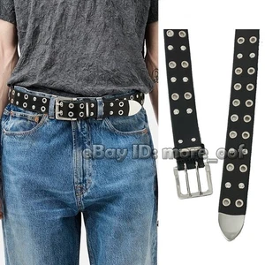 Cinturones Our Legacy Cuero de Vaca Doble Lengua Tachonados Cintura Hombres Mujeres Nuevo - Imagen 1 de 13