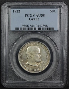 1922 Grant Commemorative Silver Half Dollar 50C PCGS AU 58 - Picture 1 of 4