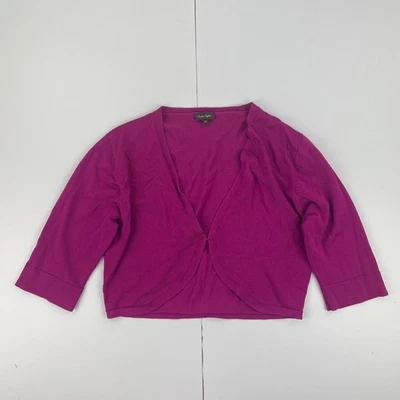 Cárdigan FASE OCHO 14 rosa para mujer cuello en V manga 3/4 recortado Foto 1 de 4
