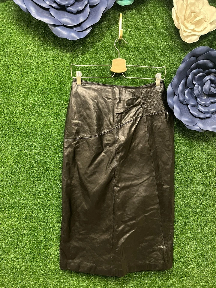 Falda de cuero Bruno Giovanni cintura negra 26 pulgadas redonda (aproximadamente) talla 10 Foto 1 de 4