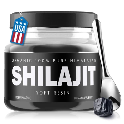 OMNIPOTENT NUTRITION Organic 100% Pure HIMALAYAN Shilajit Resin: 25 GRAMS + Measuring Spoon